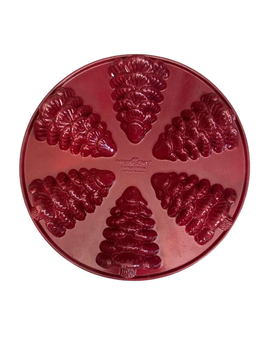 Nordic Ware Evergreen Holiday Tree Cakelet Pan in Red Enamel